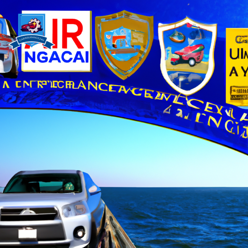 An image showcasing various auto insurance company logos with a backdrop of the Chesapeake Bay Bridge Tunnel in Chesapeake, Virginia