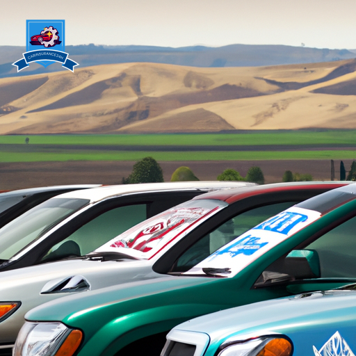 An image showcasing a row of diverse vehicles in front of a picturesque backdrop of Walla Walla, Washington