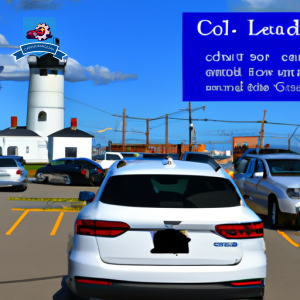 An image of a lighthouse overlooking the Point Judith harbor with cars parked nearby, symbolizing the importance of auto insurance in the coastal town