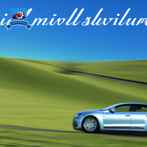 An image showing a sleek silver sedan driving through Millard with a background of rolling hills and a clear blue sky