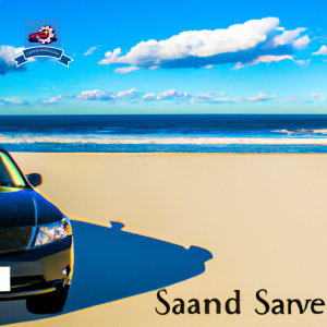 An image of a sandy beach in Ocean City, New Jersey with a car parked on the side, overlooking the ocean