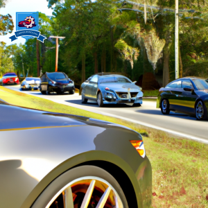 An image showcasing different cars on a scenic road in Walterboro, South Carolina