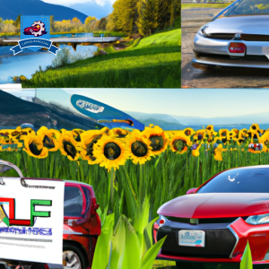 Collage of logos from top car insurance companies like State Farm, Allstate, and GEICO against a scenic backdrop of Mount Vernon, Washington