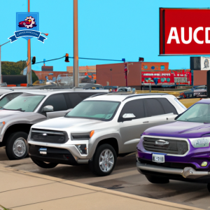 An image of a row of diverse vehicles parked on a busy street in Council Bluffs, Iowa