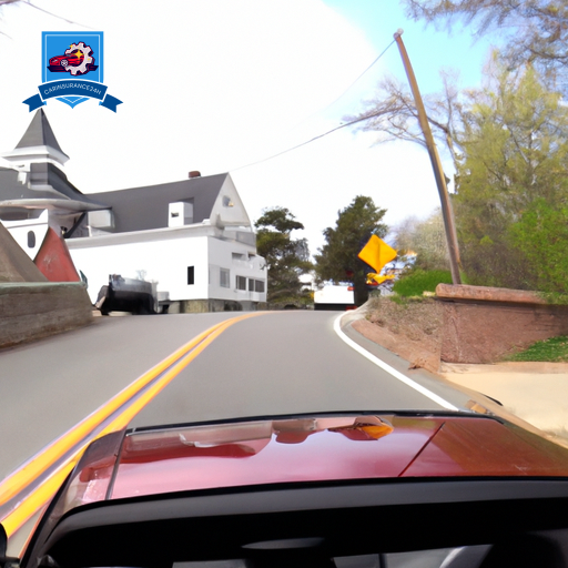 An image of a car driving through the historic streets of North Kingstown, Rhode Island, passing by local landmarks and scenic views, with a focus on safety and protection