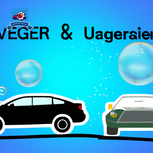 An image featuring two cars, one with a protective bubble showing minimal coverage, and the other with multiple bubbles, hinting at comprehensive coverage, emphasizing the choice between essential and additional insurance protections