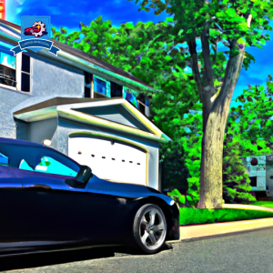 An image of a sleek black sports car parked in front of a quaint suburban home in Somerset, New Jersey