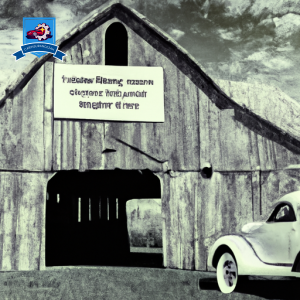 An image of a vintage car parked in front of a rustic barn with a sign that reads "Car Insurance Quotes in Webster, South Dakota" displayed prominently