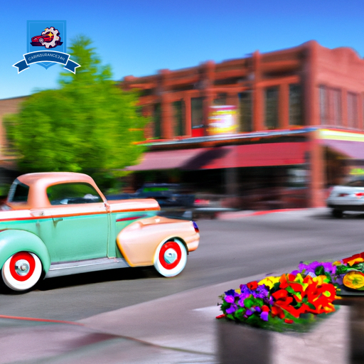An image of a vintage car driving through the picturesque streets of Caldwell, Idaho