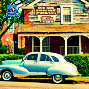 An image of a vintage car parked in front of a quaint southern home in Georgetown, South Carolina