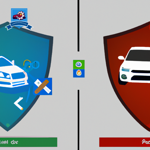 Ze a split-screen image: On the left, a shield protecting a car from falling objects; on the right, various insurance policy icons surrounding a car, illustrating choice and comparison in coverage