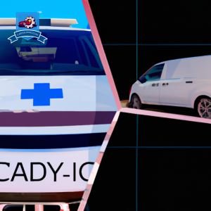 An image with two halves: one showing a car with a bandage, representing Medpay, and the other half displaying a medical cross inside a car, symbolizing Health Insurance, both amidst a backdrop of hospital and accident icons