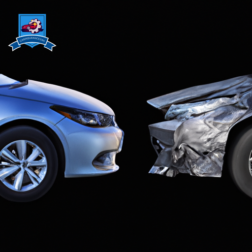 An image of two cars side by side, one with comprehensive coverage and one with collision coverage