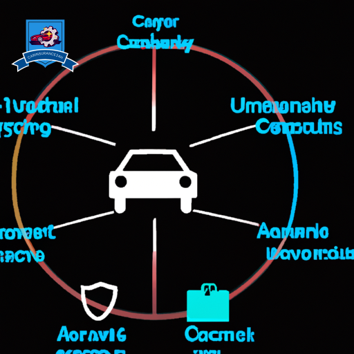 An image of a car surrounded by icons representing coverage details and inclusions such as roadside assistance, rental car coverage, and windshield repair