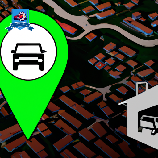 An image showing a map pinpointing urban and rural areas with icons of a house garage in one location and a street-parked car in another, emphasizing the contrast between the two settings