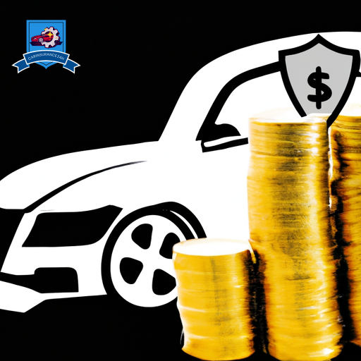 A visual of a car with a shield partially covering it, symbolizing protection, and a series of coins stacked in ascending height beside it, illustrating the concept of deductible amounts influencing the level of coverage