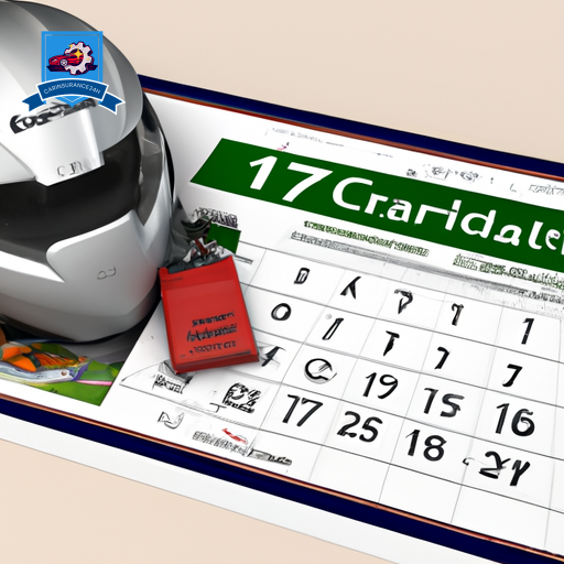 An image featuring a calendar, a safety helmet, a hybrid car, and a diploma, symbolizing loyalty discounts, safety gear, eco-friendly vehicles, and defensive driving courses, all intertwined with insurance policy documents