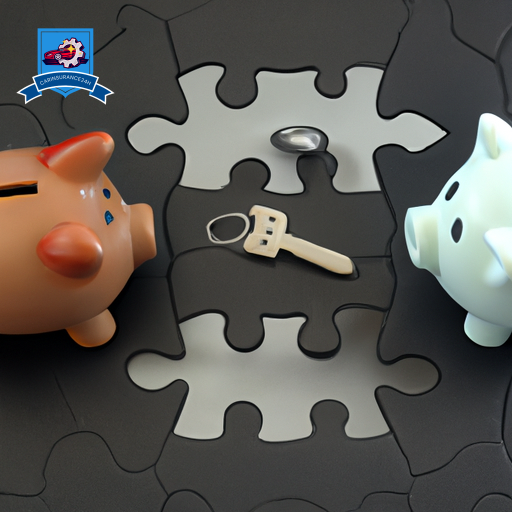 An image of a car key between two puzzle pieces, one showing a damaged car and the other a piggy bank, symbolizing the connection between vehicle damage coverage and financial protection in GAP insurance
