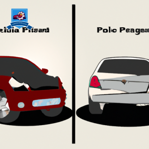 Ate a split scene: one side showing a car with dents and scratches, and the other side showcasing a protective shield around a car, with insurance policy icons floating between the two scenarios