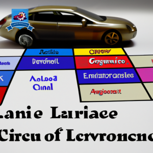 An image of a car surrounded by various types of insurance coverage options, with different levels of liability coverage highlighted