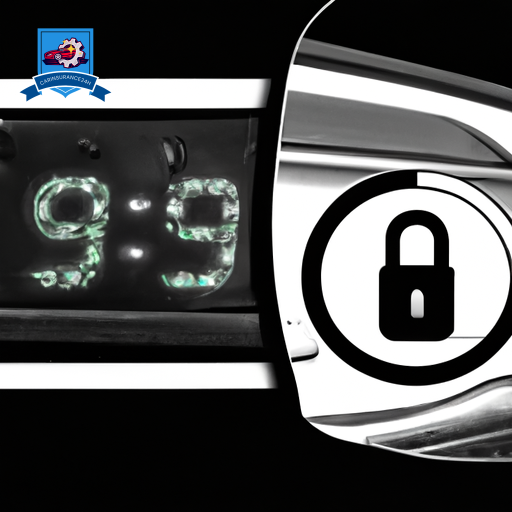 Ate a split screen: on one side, a car with a visible odometer under a protective shield; on the other, a lock symbol merging with a dollar sign, all surrounded by a digital, secure network pattern
