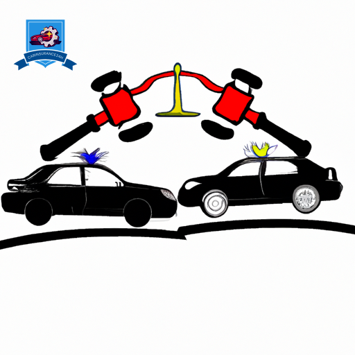 An image featuring two cars colliding gently, with distinct icons above each: one showing a hospital, the other a gavel and scales, symbolizing bodily injury and property damage liability coverage, respectively