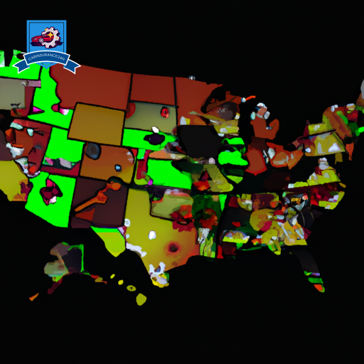 An image showing a map of the USA, highlighting states with different colors based on their PIP requirements, and symbols for cars, ambulances, and hospitals scattered across according to the density of coverage