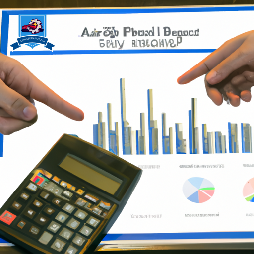 An image of two people shaking hands over a desk, with car keys and a calculator between them, framed by insurance policy documents and a diminishing graph chart symbolizing decreasing rates