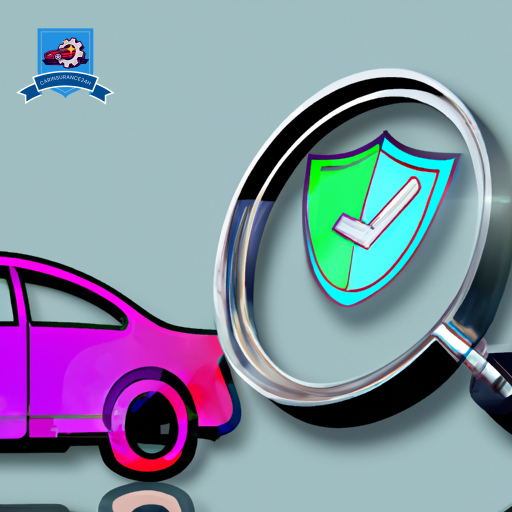 An image featuring a magnifying glass inspecting a model car, surrounded by various insurance policy icons (shield, dollar sign, contract) subtly transitioning from gray to vibrant colors, symbolizing evaluation and renewal of coverage needs
