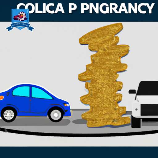 Ate a split image: on one side, a compact car with a coin stack, and on the other, an SUV next to a larger coin stack, both against a backdrop of insurance policy icons