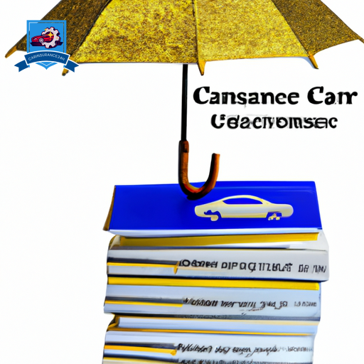  an image featuring a stack of car insurance policies, each layer representing different coverage levels, topped with a golden umbrella symbolizing maximum protection through stacking options