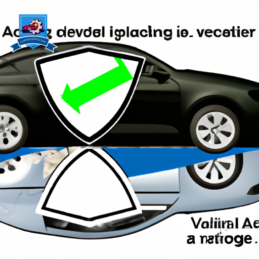 Ize a split image: one side showing a damaged car with a worried driver, the other a relaxed driver with a shield symbolizing 'adequate coverage' hovering over their intact car