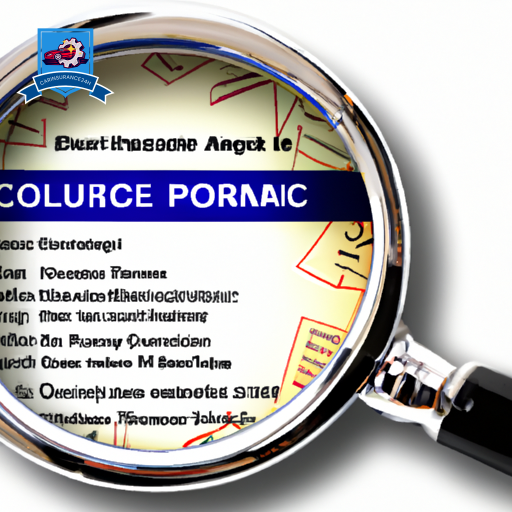  an image featuring a magnifying glass examining a car insurance policy, with various types of coverage represented by distinct car parts, and the underinsured motorist section highlighted